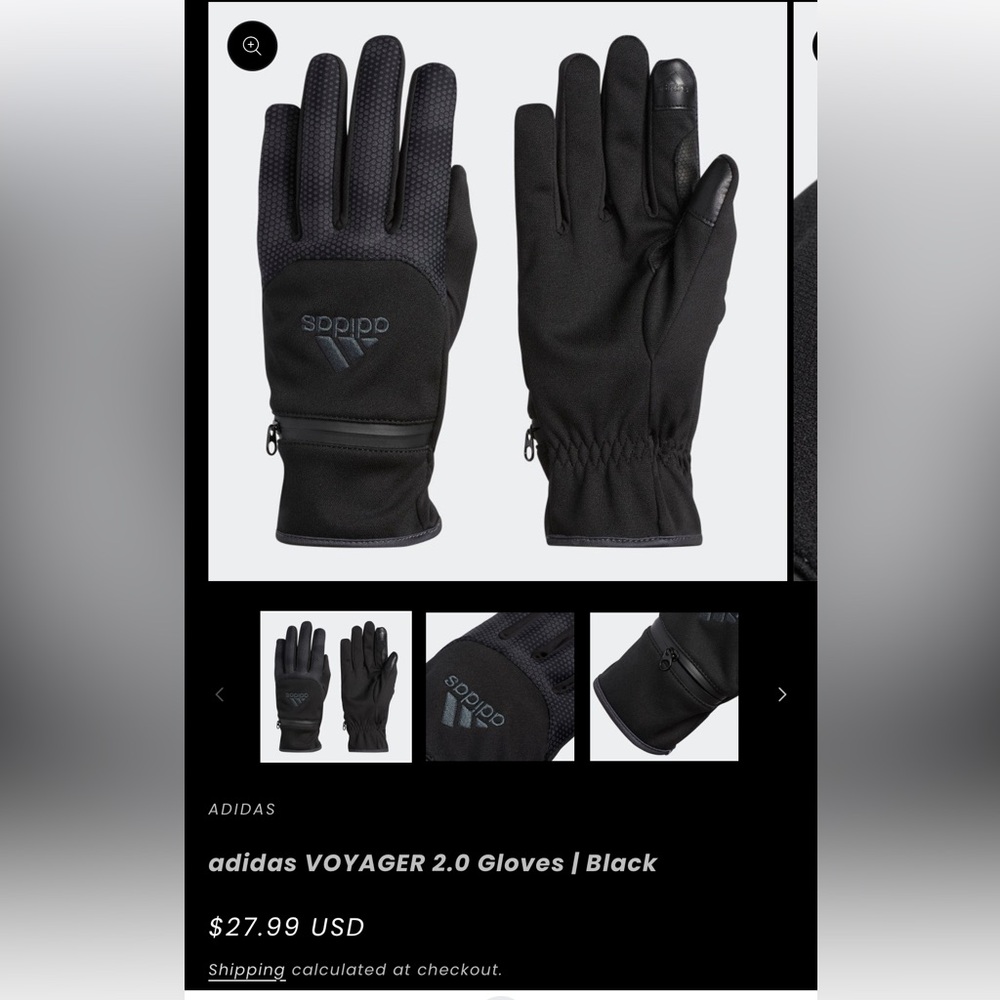 adidas Black Voyager 2.0 Men’s Gloves with Touchscreen Tips